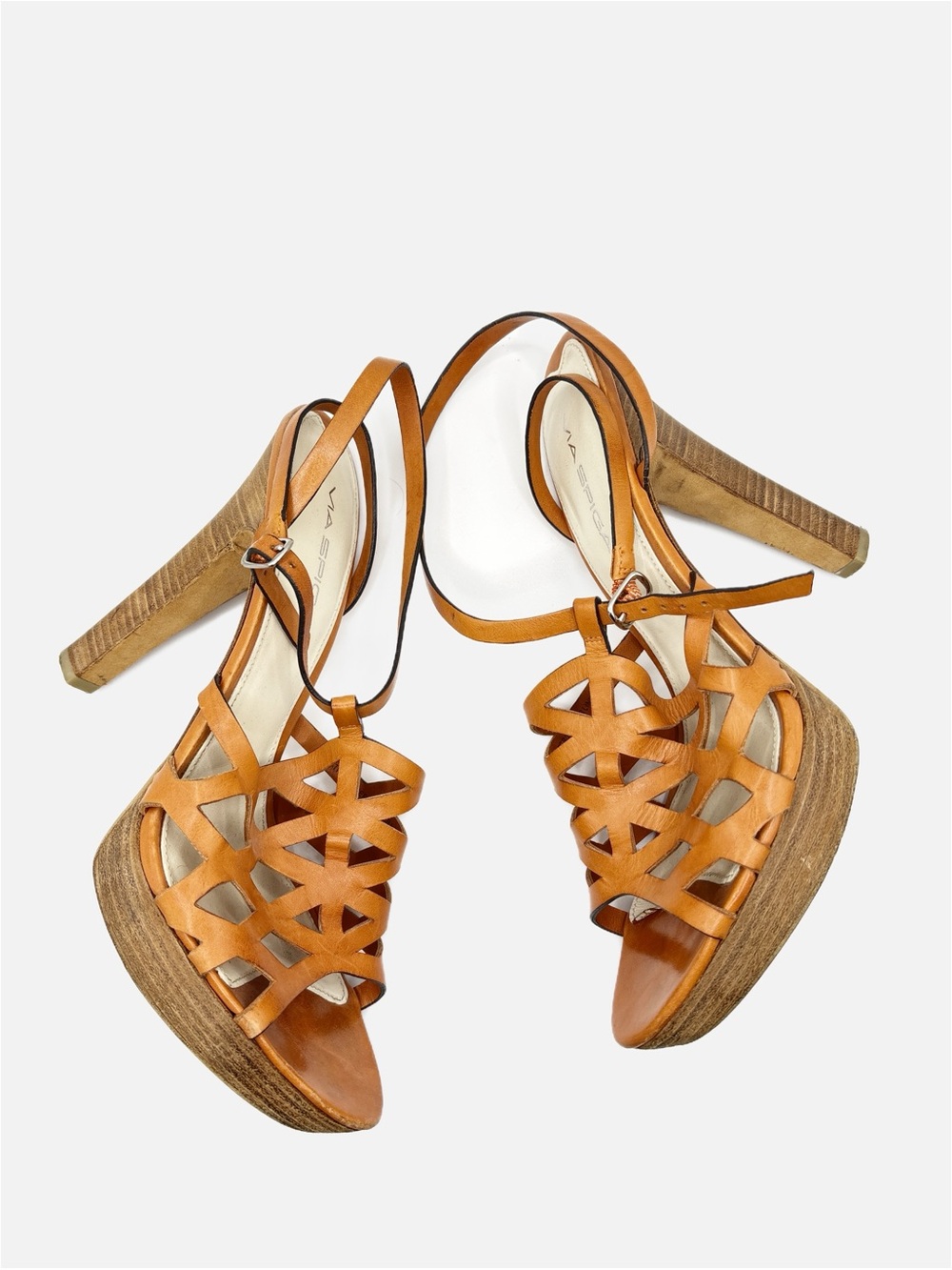 Via Spiga Strappy Brown Leather Heels Ankle Strap